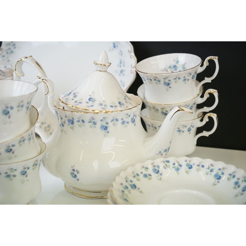 43 - Royal Albert ' Memory Lane ' pattern tea set, to include two teapots & covers, 6 teacups & saucers, ... 