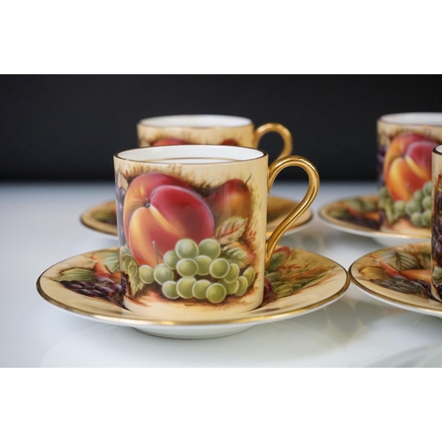 46 - Aynsley ' Orchard Gold ' pattern coffee set with gilt detailing, to include 6 coffee cans and 8 sauc... 