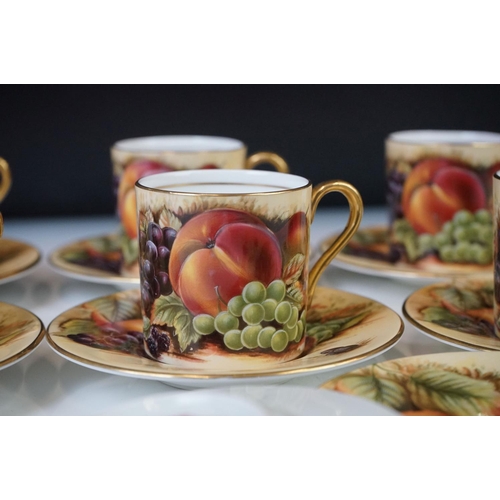 46 - Aynsley ' Orchard Gold ' pattern coffee set with gilt detailing, to include 6 coffee cans and 8 sauc... 