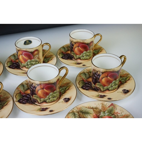 46 - Aynsley ' Orchard Gold ' pattern coffee set with gilt detailing, to include 6 coffee cans and 8 sauc... 