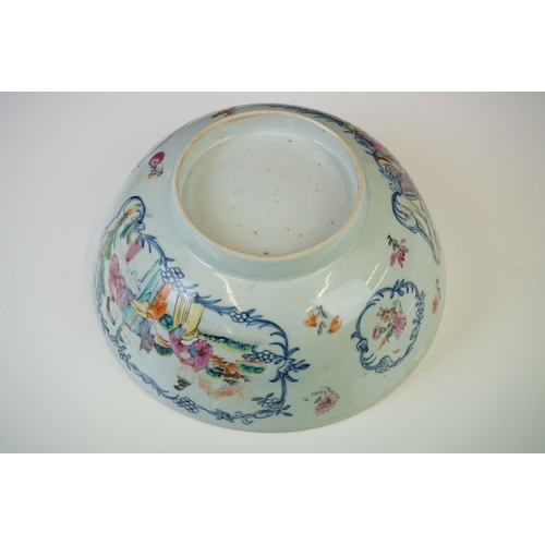 50 - Chinese porcelain Famille Rose circular bowl, decorated with figural panels surrounded by scrolling ... 