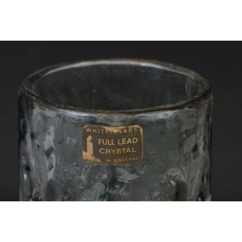 51 - Whitefriars Smoky Grey Textured Bark cylindrical vase, pattern no. 9690, with original paper label, ... 