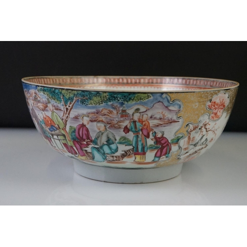 72 - Two Chinese Famille Rose porcelain circular bowls, one heavily decorated with figural scenes and gil... 