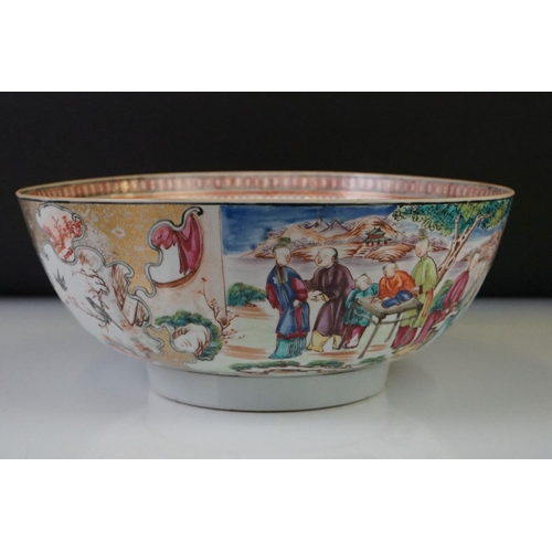 72 - Two Chinese Famille Rose porcelain circular bowls, one heavily decorated with figural scenes and gil... 