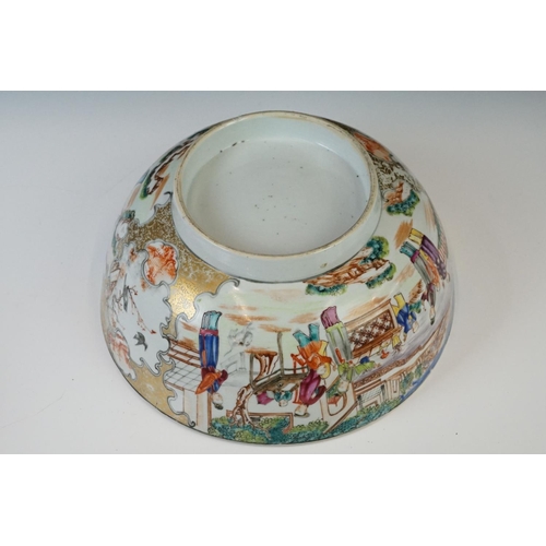 72 - Two Chinese Famille Rose porcelain circular bowls, one heavily decorated with figural scenes and gil... 