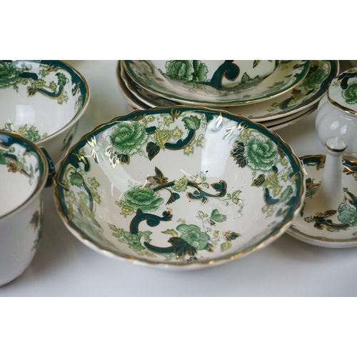 75 - Masons Ironstone ' Chartreuse ' pattern ceramics to include a twin-handled serving dish, water jug, ... 