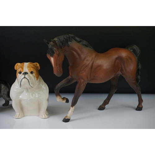 79 - 11 Beswick porcelain animal figures to include a brown matt horse, Siamese cat (with paper label), s... 