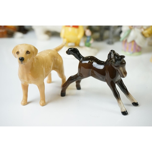 79 - 11 Beswick porcelain animal figures to include a brown matt horse, Siamese cat (with paper label), s... 