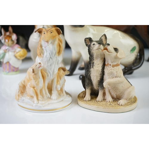 79 - 11 Beswick porcelain animal figures to include a brown matt horse, Siamese cat (with paper label), s... 