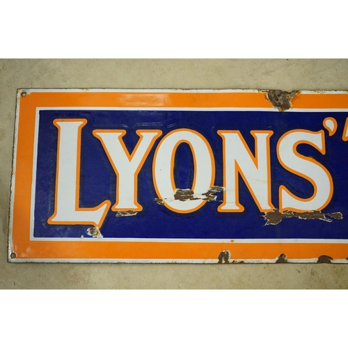 102 - An original Lyon's Tea rectangular enamel advertising sign, 91cm by 30cm