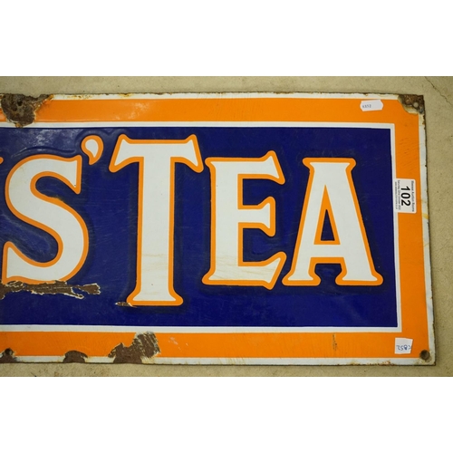 102 - An original Lyon's Tea rectangular enamel advertising sign, 91cm by 30cm