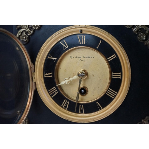 118 - Edwardian slate mantel clock, the gilt and black dial with Roman numerals, signed Sir John Bennett P... 