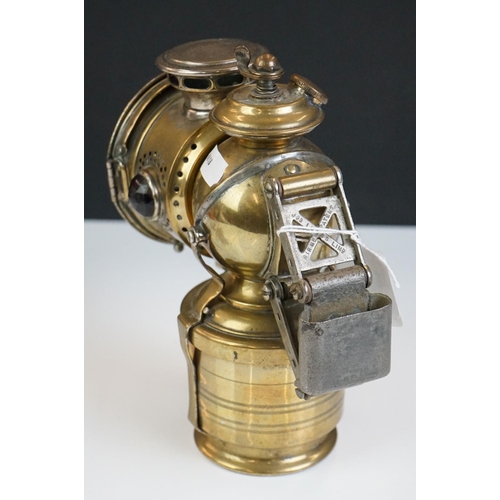 119 - Early 20th Century Jos Lucas Ltd, Birmingham Acetyphote carbide bicycle lamp, model no. 317, 18cm hi... 