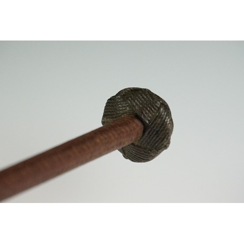 124 - Vintage Swaine Adeney of London riding crop, with woven pommel mounted with makers stud, 69cm long