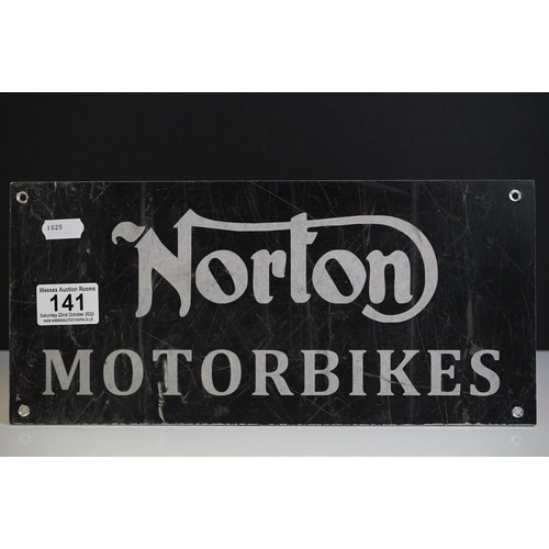 141 - Advertising - Two Norton Motorcycle Workshop Signs, one metal sign with white lettering on a black g... 