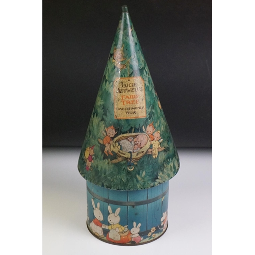 145 - Mabel Lucie Attwell's 'Fairy Tree' Biscuit Money Box Crawfords Biscuit Tin, 35cm high