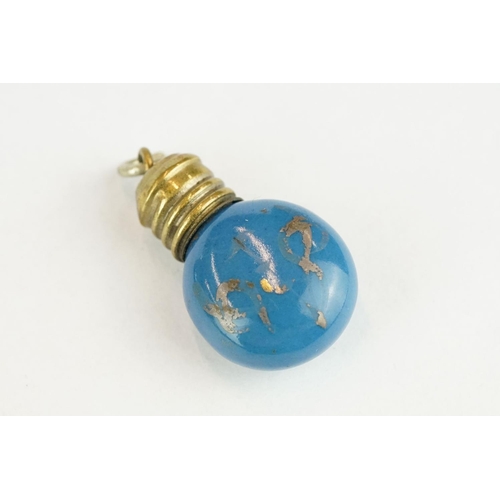 228 - 19th century miniature scent bottle, blue circular body, brass screw top lid, height approx 2.5cm

P... 