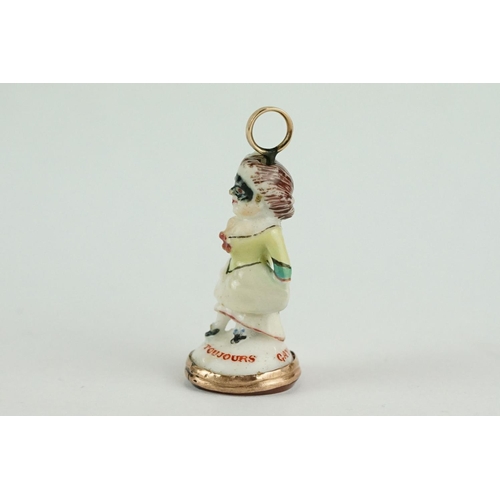 233 - Girl in Swing-style French seal fob, the figure modelled as a harlot, with the words Toujours, the c... 