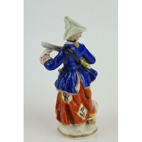 238 - Girl in Swing Chelsea-style scent bottle depicting woman with rifle and dog, the stopper modelled as... 