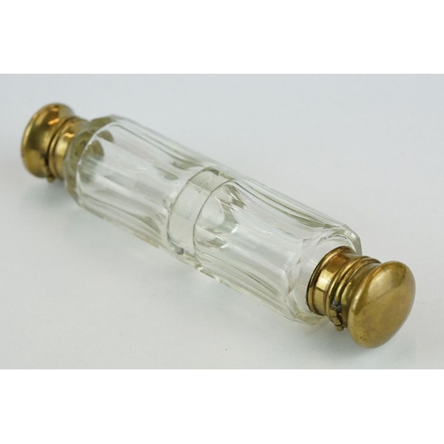 242 - Late 19th century glass double ended gilt scent bottle, length approx 13cm

Provenance: from the pri... 