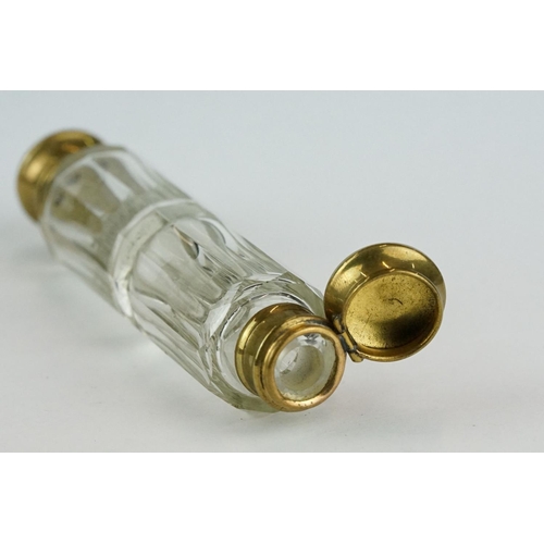 242 - Late 19th century glass double ended gilt scent bottle, length approx 13cm

Provenance: from the pri... 