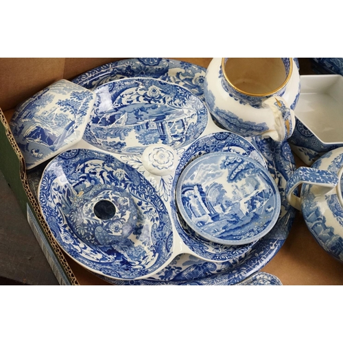 74 - Collection of Copeland Spode's Italian Blue and White Pattern ceramics, to include a pair of vases &... 