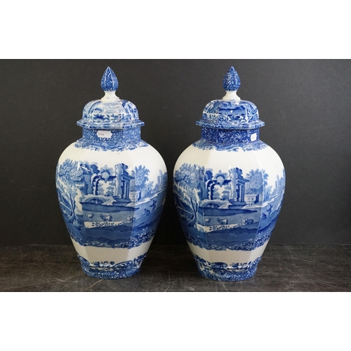 74 - Collection of Copeland Spode's Italian Blue and White Pattern ceramics, to include a pair of vases &... 