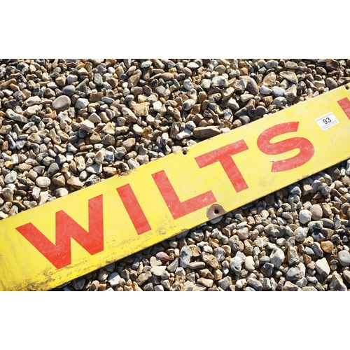 93 - North Wilts Herald newspaper enamel sign - local advertising interest, with red lettering on yellow ... 