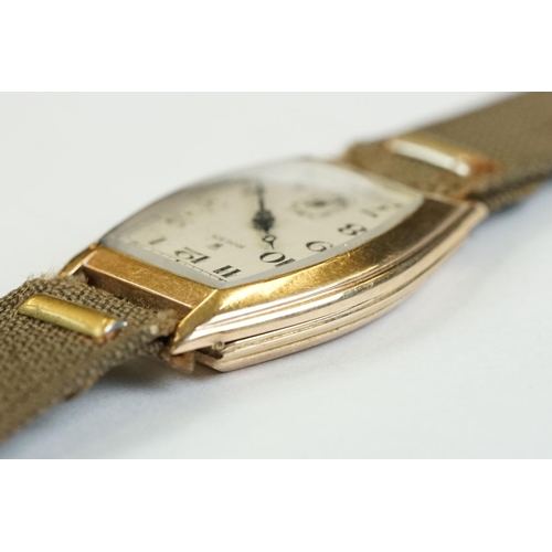 168 - A fully hallmarked 9ct gold cased gents watch with white dial marked Rolex.