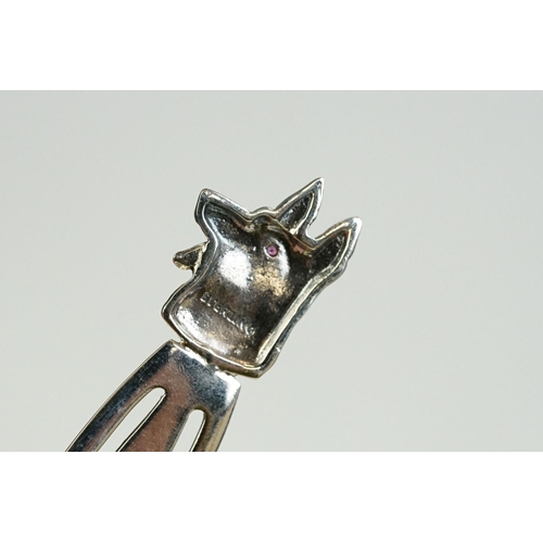 197 - A silver bookmark with dog finial