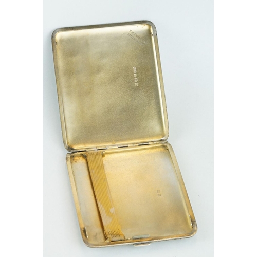 267 - Shagreen silver gilt cigarette case, gilt lined interior with engraved presentation inscription: 