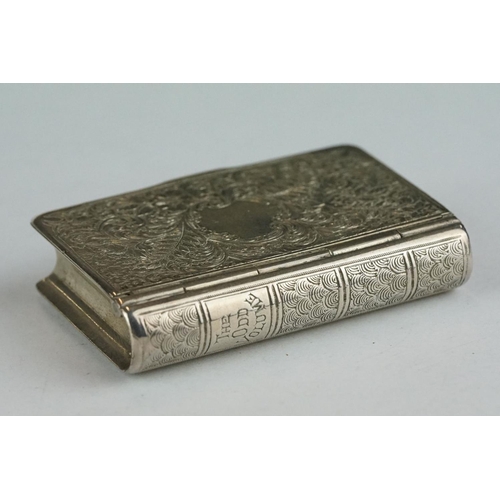 306 - Silver snuff box modelled as a book 