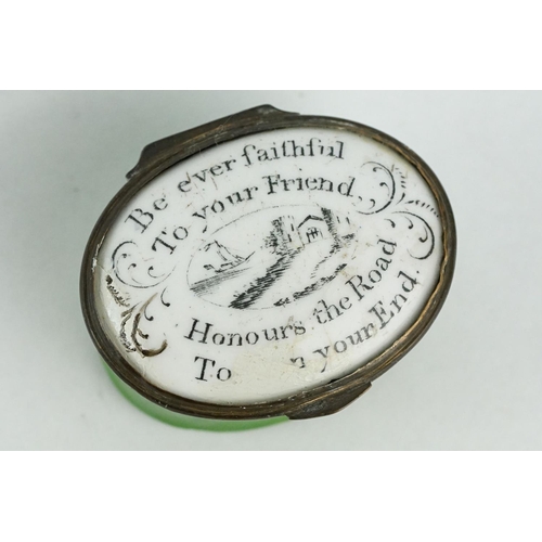 312 - George III enamel patch box, the lid with motto 