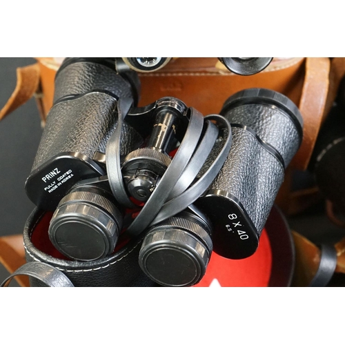 478 - Collection of eight binoculars, to include Tronic, Pathescope, leather-cased Prinz, GreenKat De Luxe... 