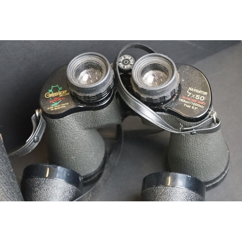 478 - Collection of eight binoculars, to include Tronic, Pathescope, leather-cased Prinz, GreenKat De Luxe... 