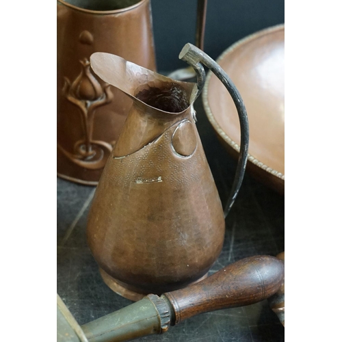 481 - Group of early 20th Century copper, 6 items, to include a Joseph Sankey & Sons Arts and Crafts style... 