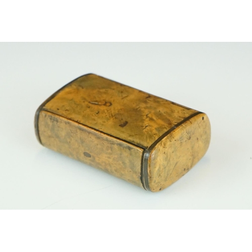 371 - An unusual 19th century burr wood double sided pocket snuff box of rectangular outline, one hinged d... 