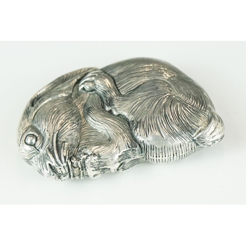 376 - A silver plated style vesta case, rabbit