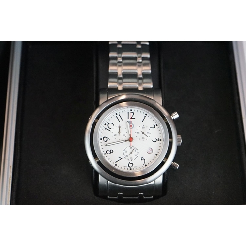 377 - A Gents Benny chronograph wristwatch in aluminium display case together with an empty Rotary watch b... 