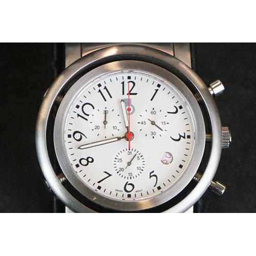 377 - A Gents Benny chronograph wristwatch in aluminium display case together with an empty Rotary watch b... 