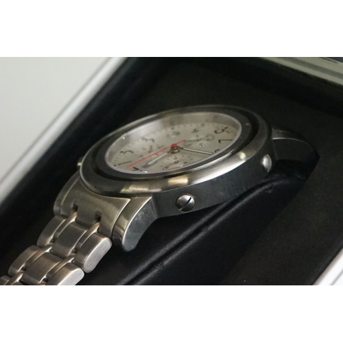 377 - A Gents Benny chronograph wristwatch in aluminium display case together with an empty Rotary watch b... 