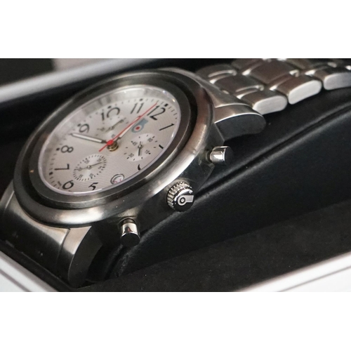 377 - A Gents Benny chronograph wristwatch in aluminium display case together with an empty Rotary watch b... 