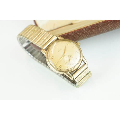 380 - A gents 9ct gold cased Zenith wristwatch with sub second dial to 6 o'clock together with a Sicura 17... 