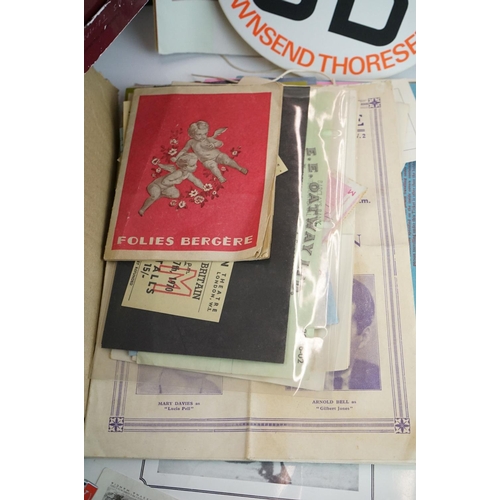 396 - A collection of mixed ephemera to include train tickets, ships menus, war office notepaper, cheques ... 