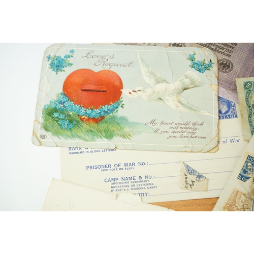 408 - Group of Ephemera including Mailed Postage with Penny Reds plus a small collection of mixed banknote... 