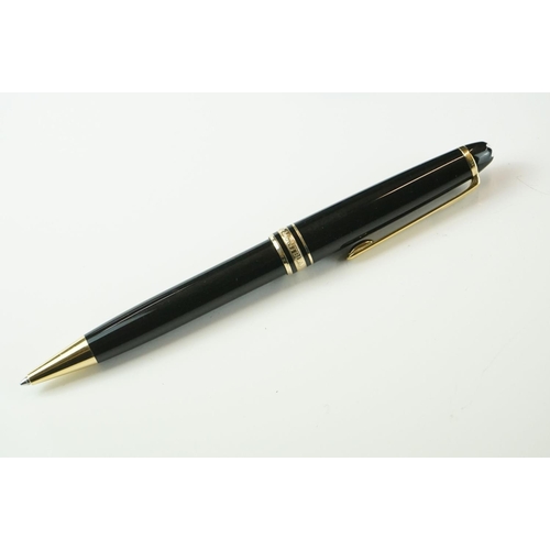 412 - A Mont Blanc ball point and fountain pen set together with official Mont Blanc two pen leather case.