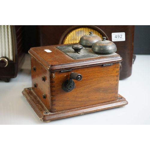 492 - Mid 20th Century Bush Bakelite mains radio type DAC.90.A, 30cm wide, together with a Bakelite Ultra ... 