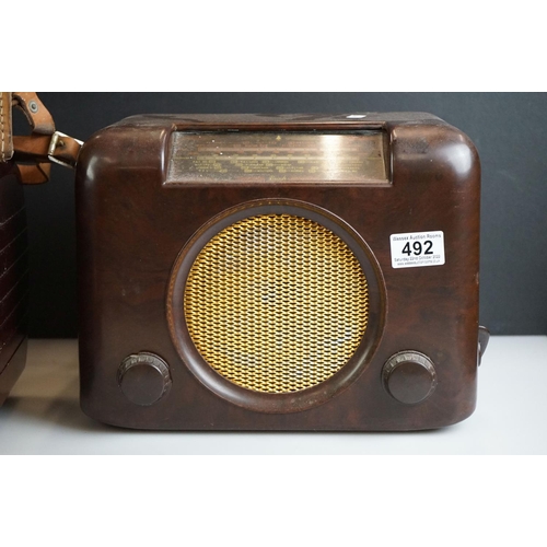 492 - Mid 20th Century Bush Bakelite mains radio type DAC.90.A, 30cm wide, together with a Bakelite Ultra ... 