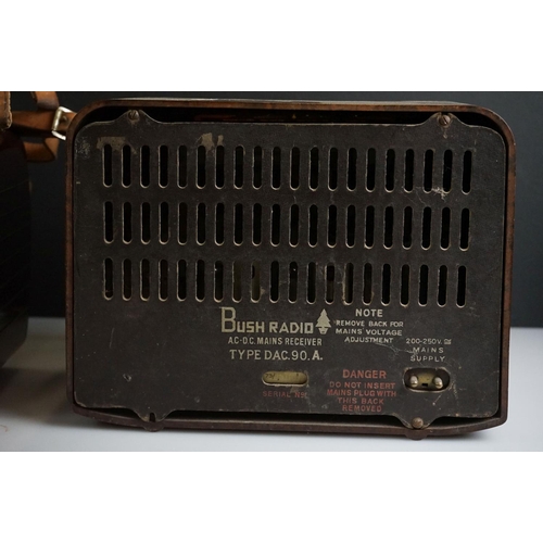 492 - Mid 20th Century Bush Bakelite mains radio type DAC.90.A, 30cm wide, together with a Bakelite Ultra ... 