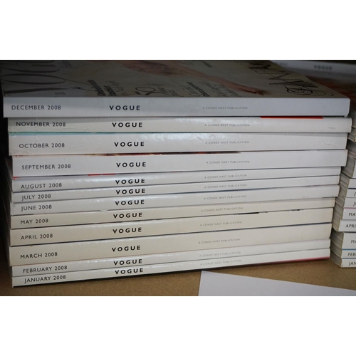 441 - Large collection of Vogue fashion magazines, a complete run of every month from January 2005 to Dece... 